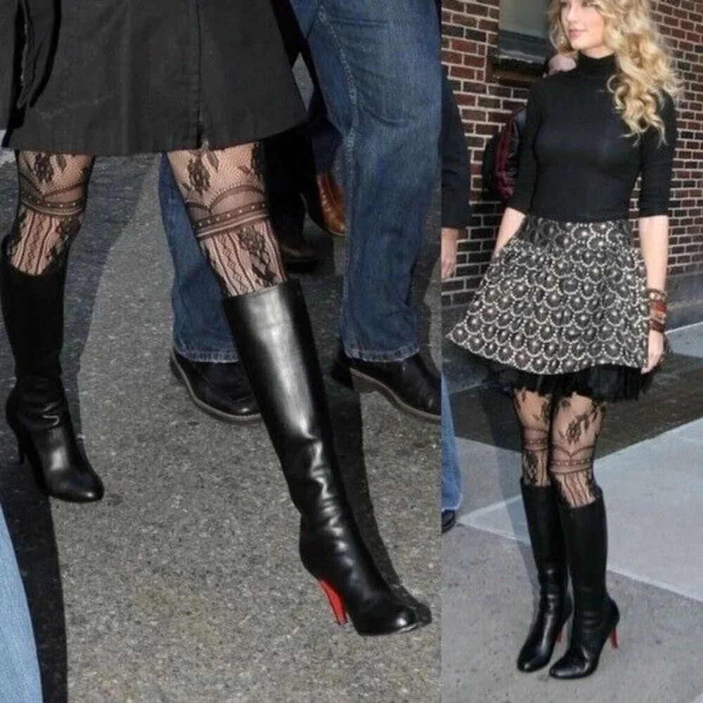 Christian Louboutin Black Napa Leather New Simple Botta Knee Length Boots 37 - Picture 12 of 15